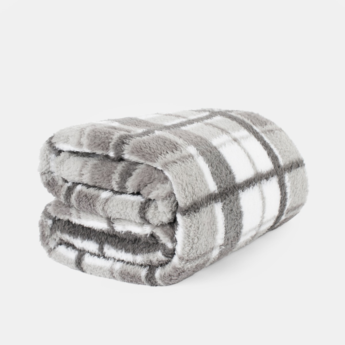 OHS Check Print Teddy Throw - Grey>