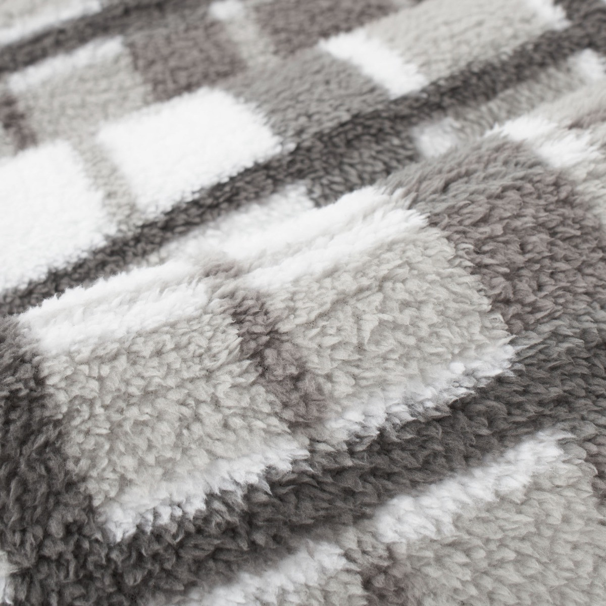 OHS Check Print Teddy Throw - Grey>