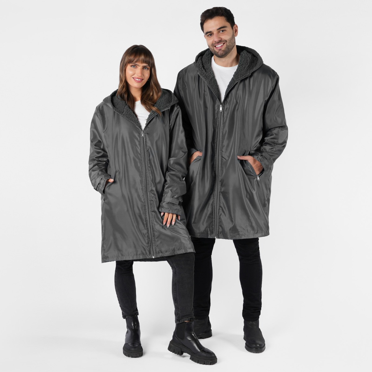 OHS Water Resistant Full Zip Changing Robe, Charcoal - M/L>