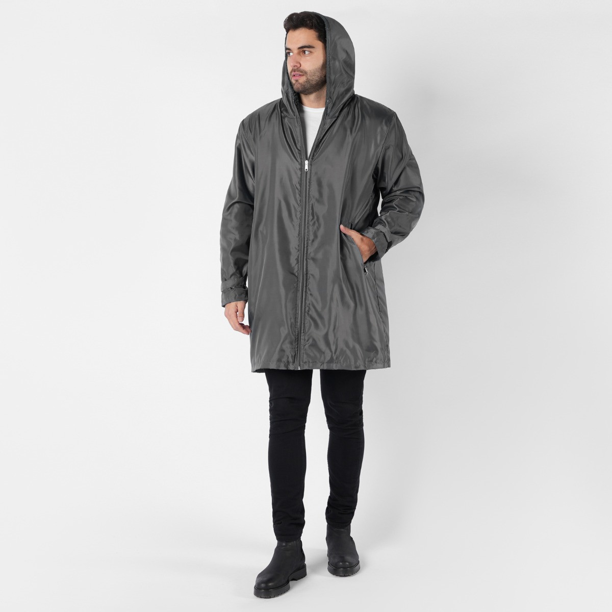 OHS Water Resistant Full Zip Changing Robe, Charcoal - M/L>