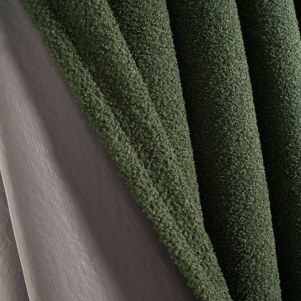 OHS Bouclé Pencil Pleat Curtains - Forest Green>