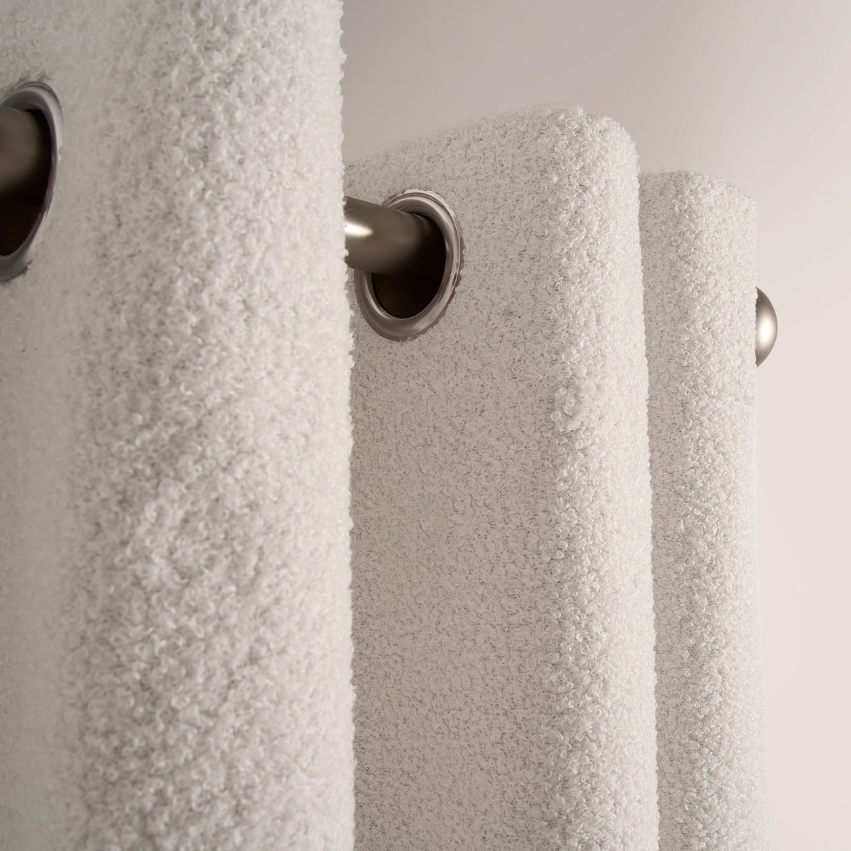 OHS Bouclé Eyelet Curtains - Cream>