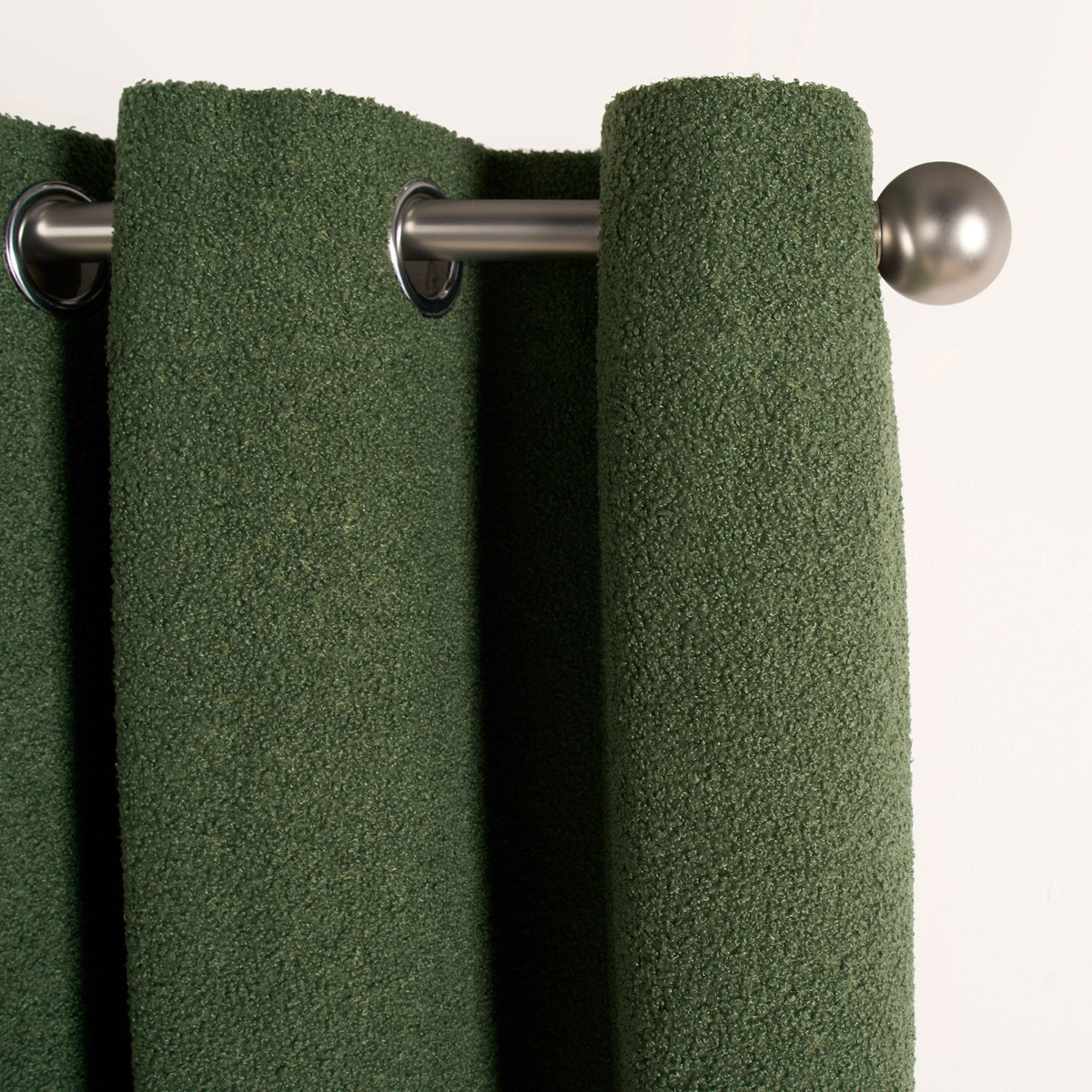 OHS Bouclé Eyelet Curtains, Forest Green - 66 x 54">