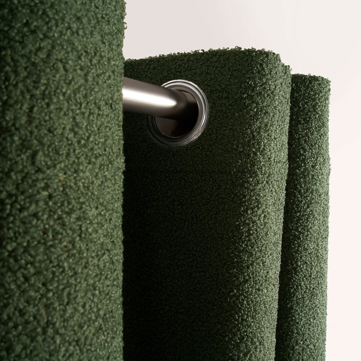 OHS Bouclé Eyelet Curtains, Forest Green - 66 x 54">