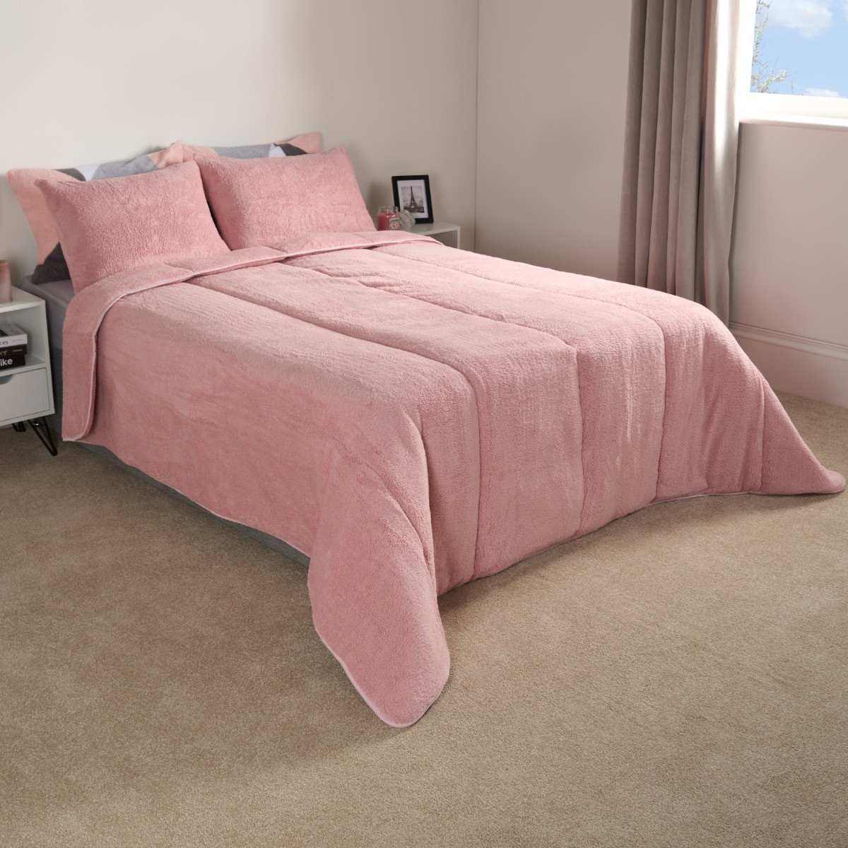 OHS Teddy Coverless 10.5 Duvet & Pillowcase - Blush>