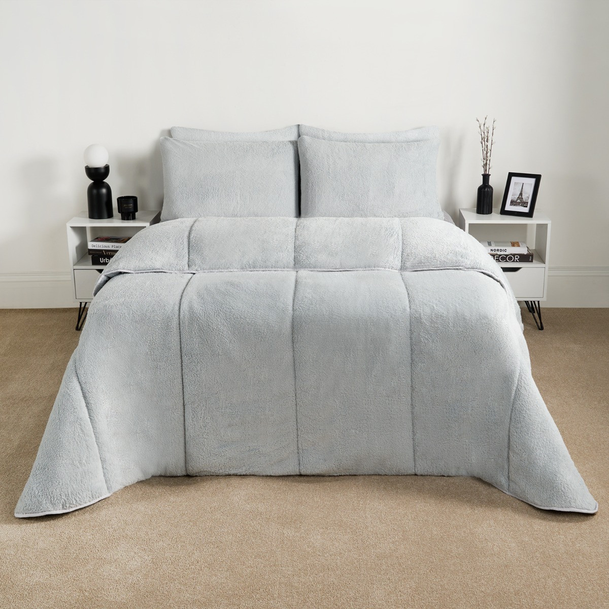 OHS Teddy Coverless 10.5 Duvet & Pillowcase - Silver>