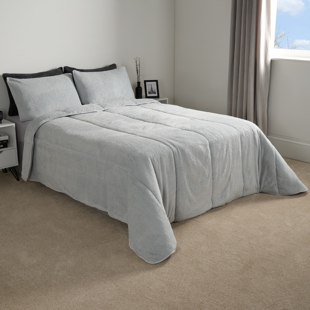 OHS Teddy Coverless 10.5 Duvet & Pillowcase - Silver>