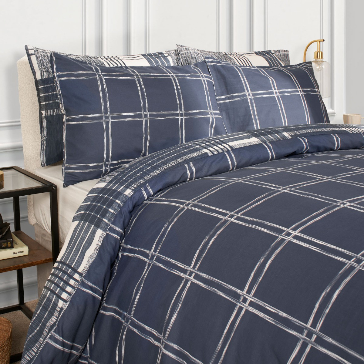 Dreamscene Autumnal Check Print Duvet Set - Navy>