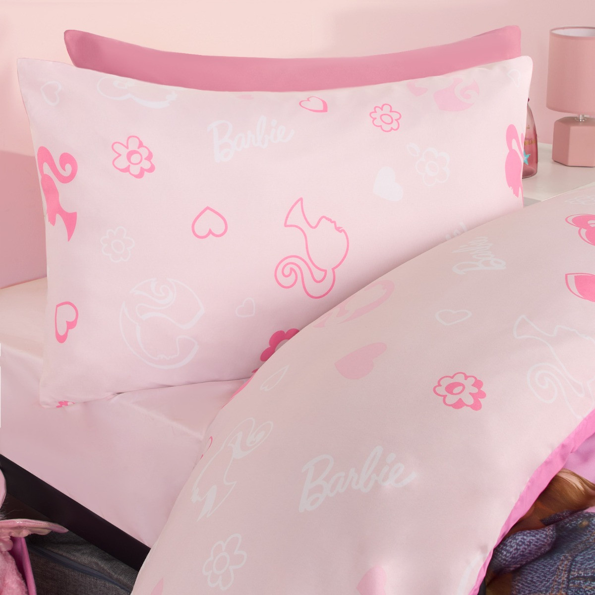 Barbie Friends Reversible Duvet Set, Pink - Single>