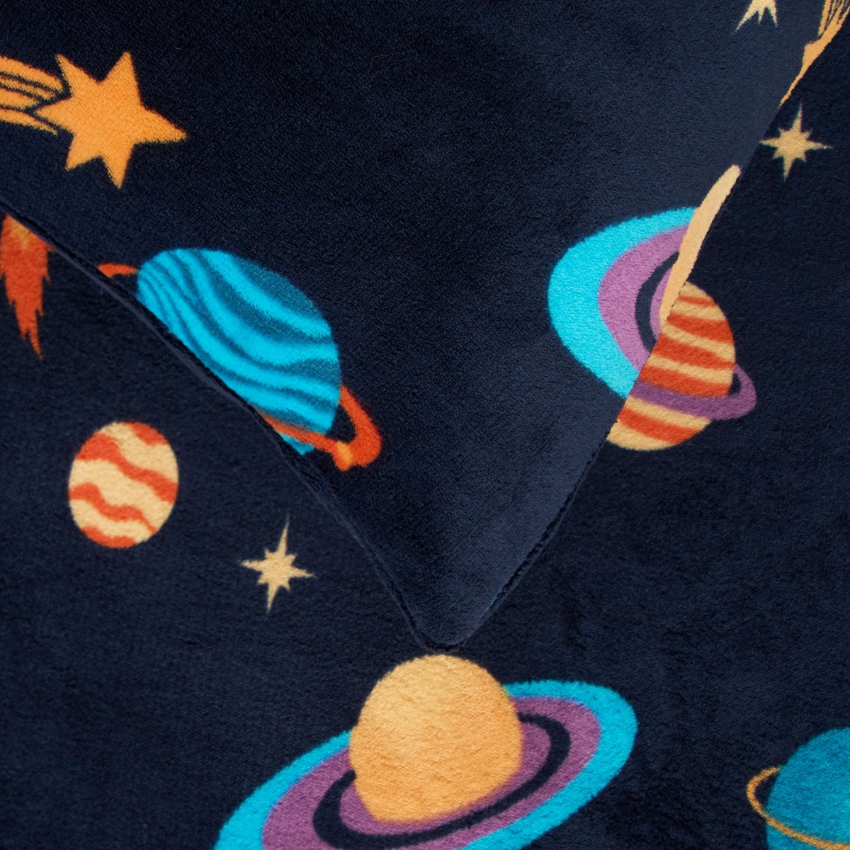 OHS Space Print Fleece Duvet Set - Navy>