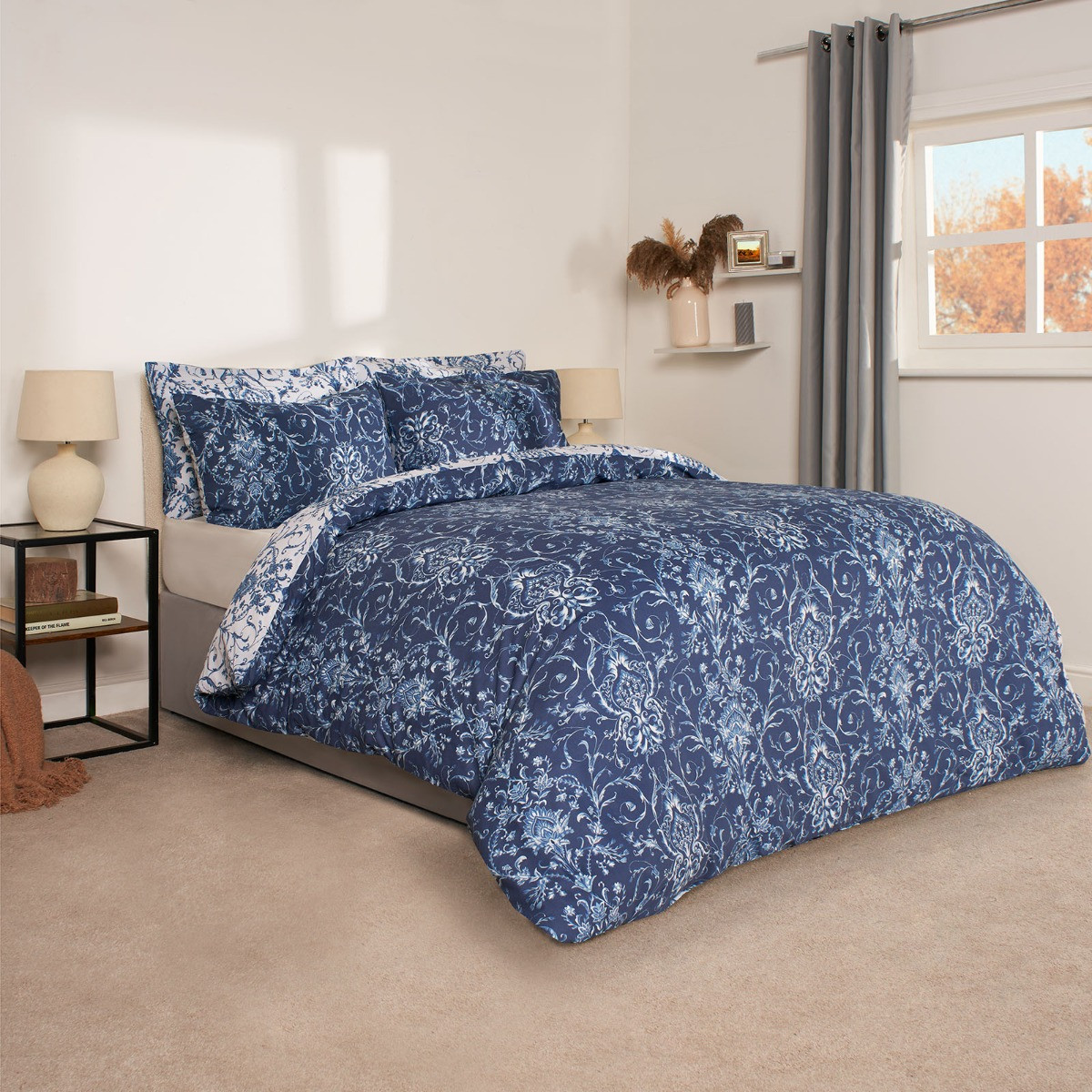 Dreamscene Paisley Duvet Set - Navy>