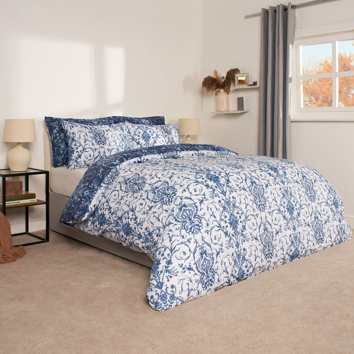 Dreamscene Paisley Duvet Set - Navy>