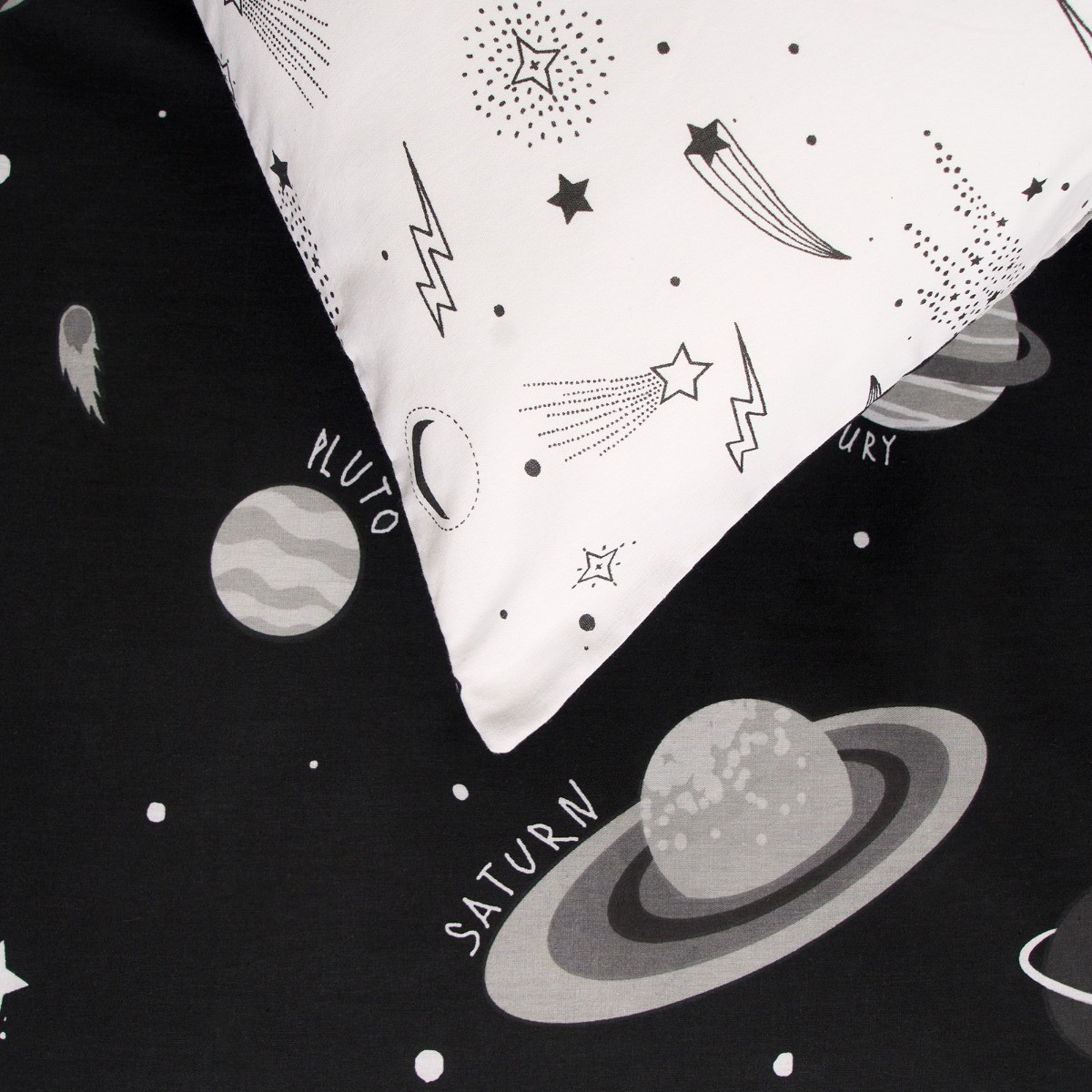 OHS Space Print Duvet Set - Black>