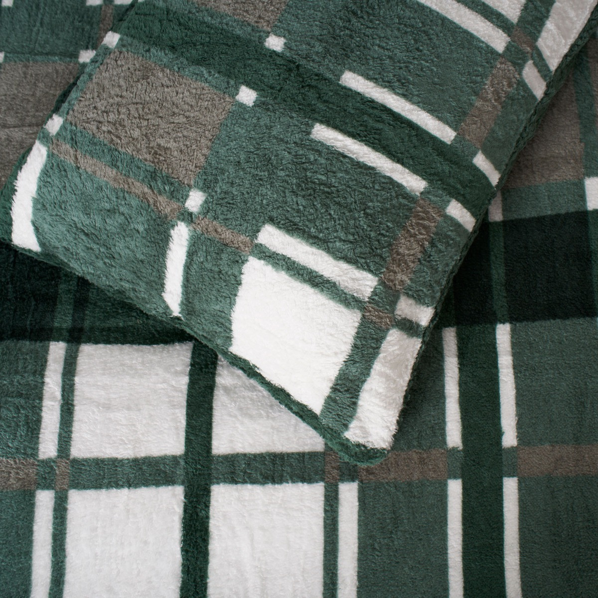 OHS Check Teddy Duvet Set - Forest Green >