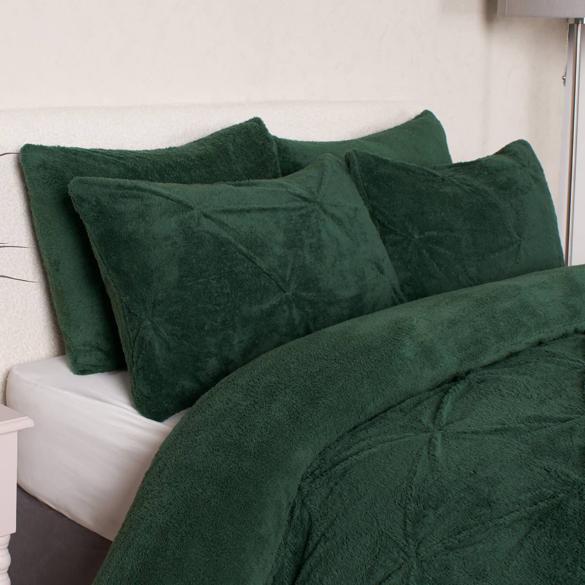 OHS Teddy Pintuck Duvet Set - Forest Green>