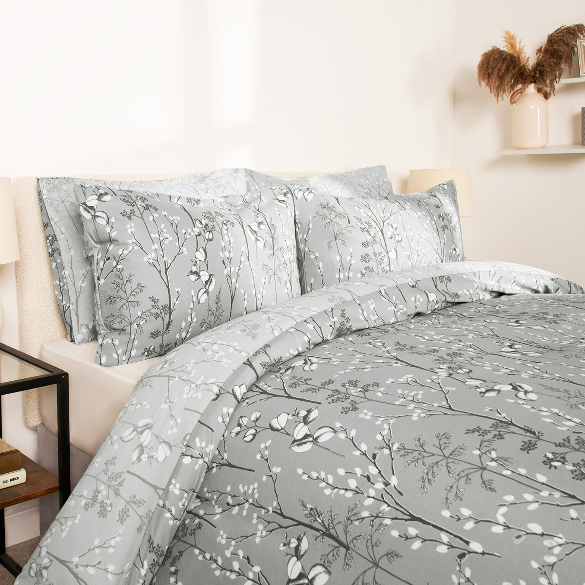 Dreamscene Willow Branch Duvet Set, Grey - Double