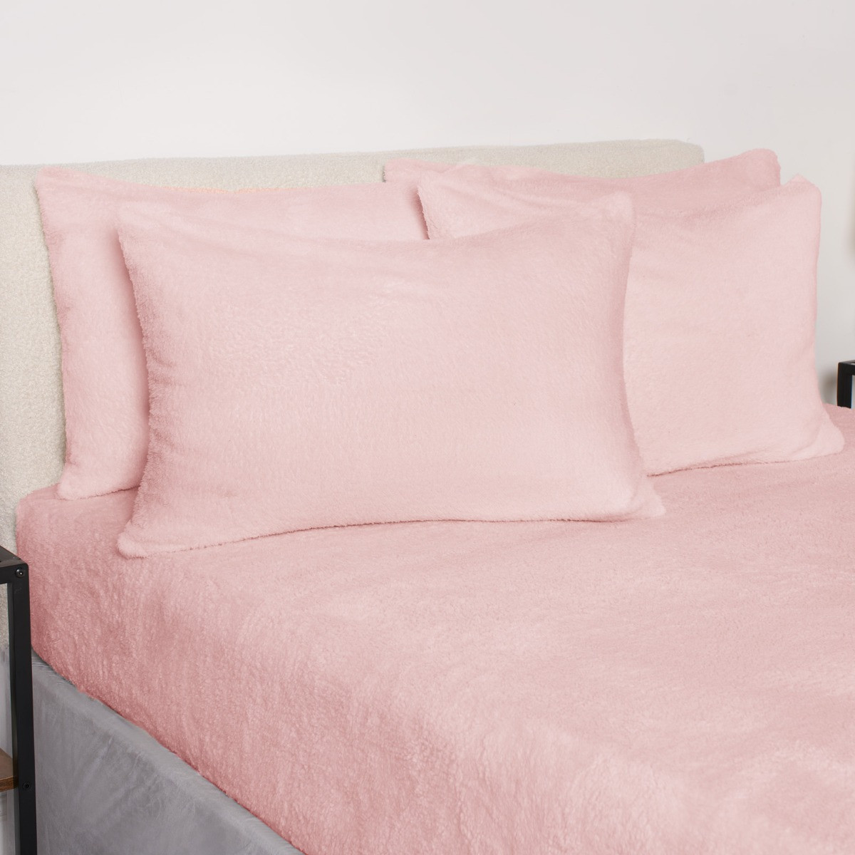 OHS 4 Pack Teddy Fleece Pillowcases - Blush>