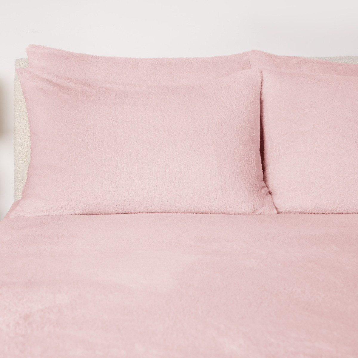 OHS 4 Pack Teddy Fleece Pillowcases - Blush>