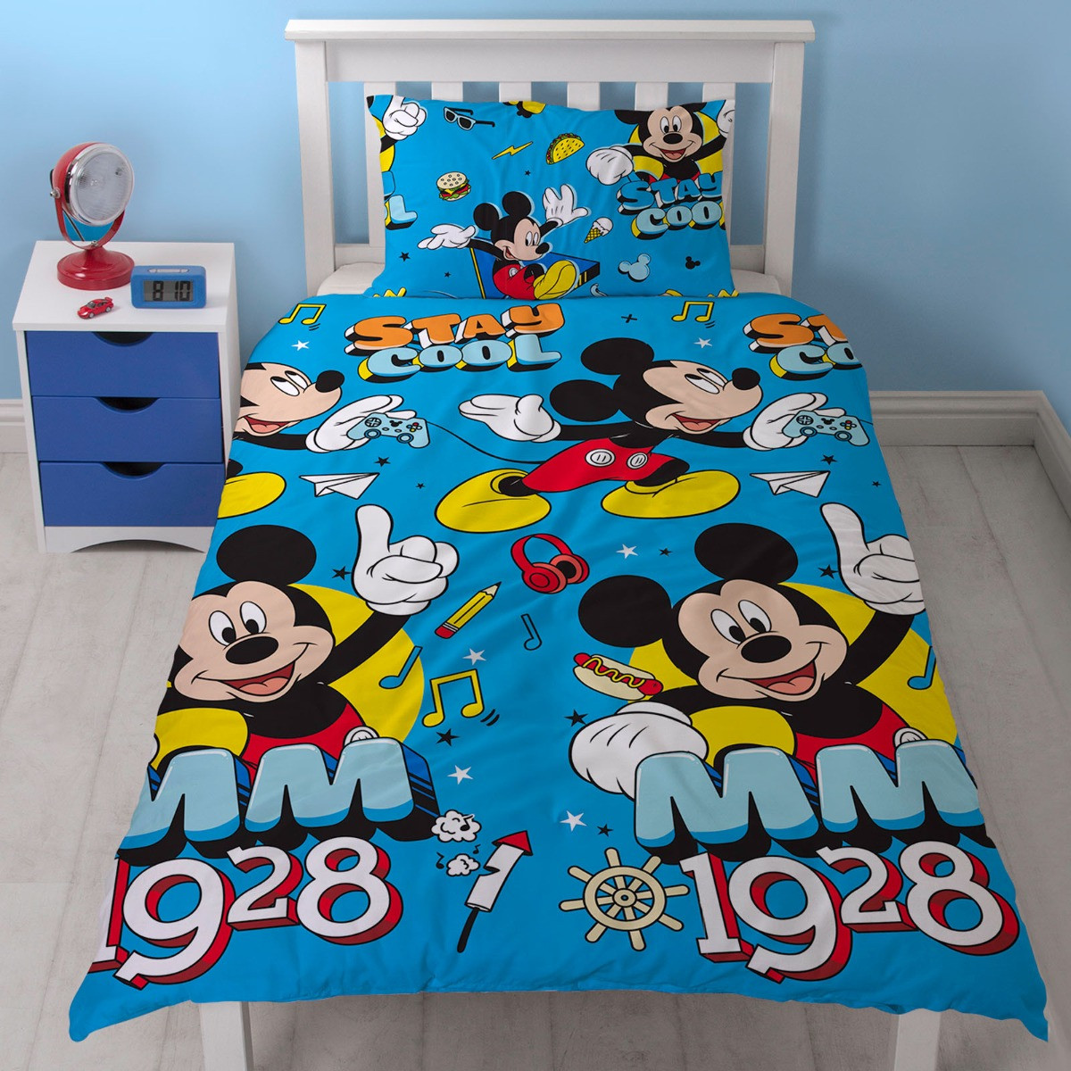 Disney Mickey Mouse Cool Reversible Duvet Set, Blue - Single>