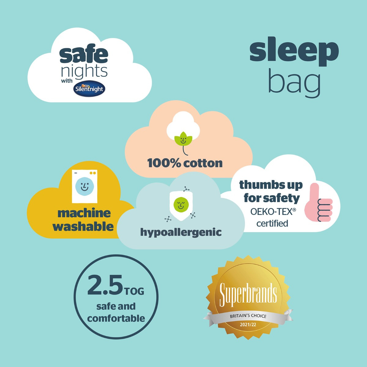 Silentnight Safe Nights Baby Sleeping Bag - Pink>