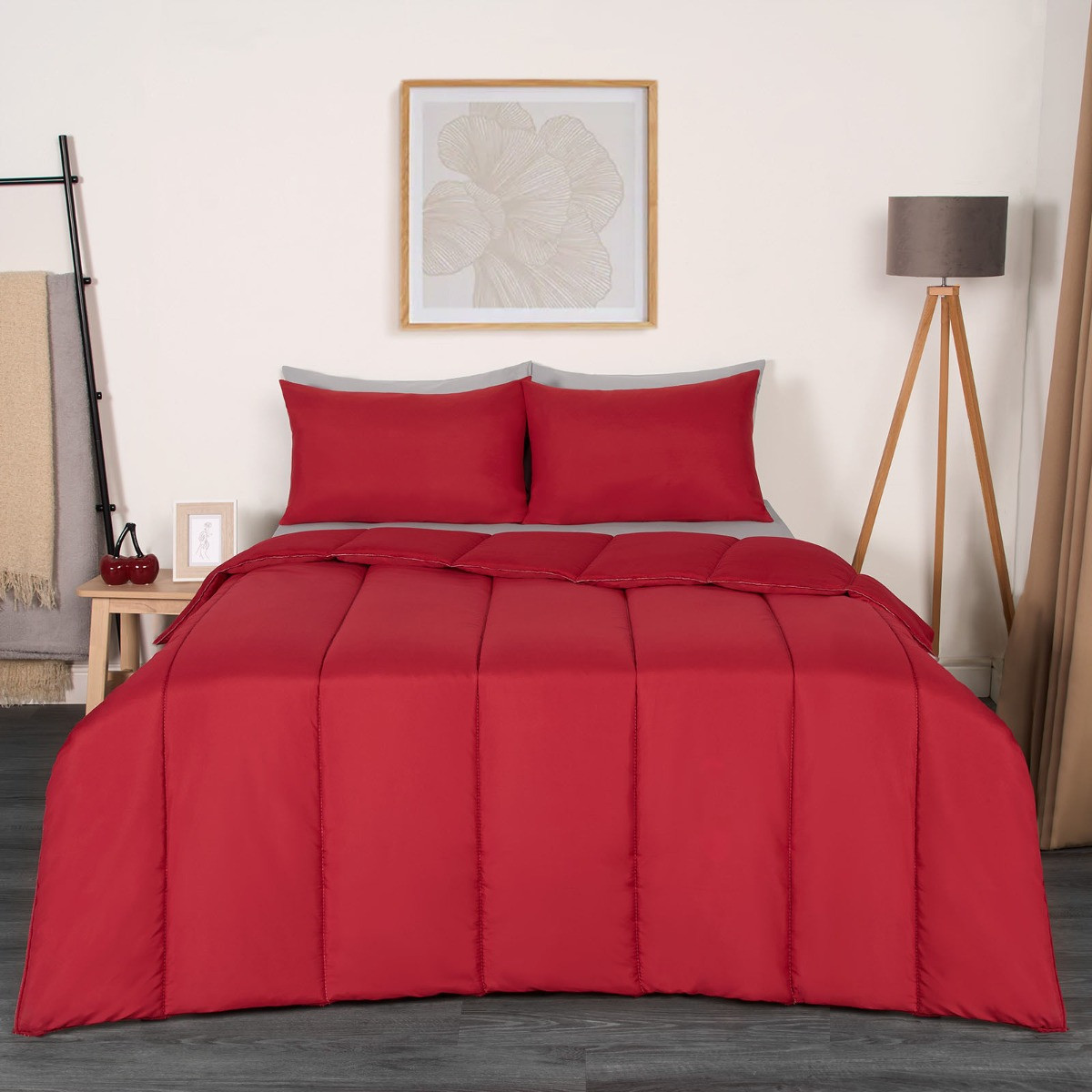 OHS Coverless 10.5 Tog Duvet With Pillowcase - Red>