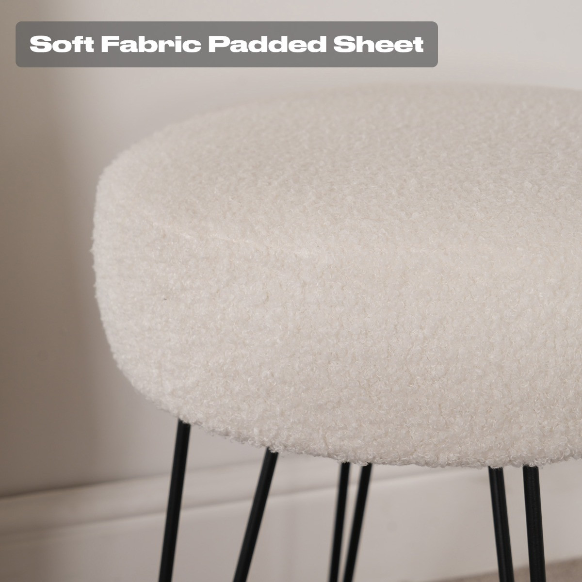 OHS Bouclé Hairpin Stool - White>