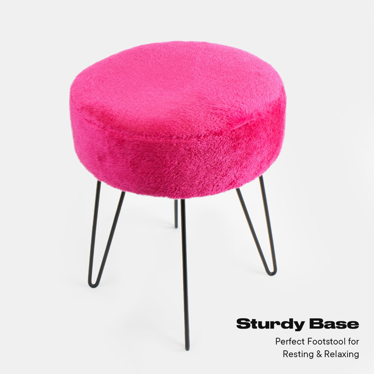 OHS Teddy Fleece Hairpin Stool - Fuchsia>