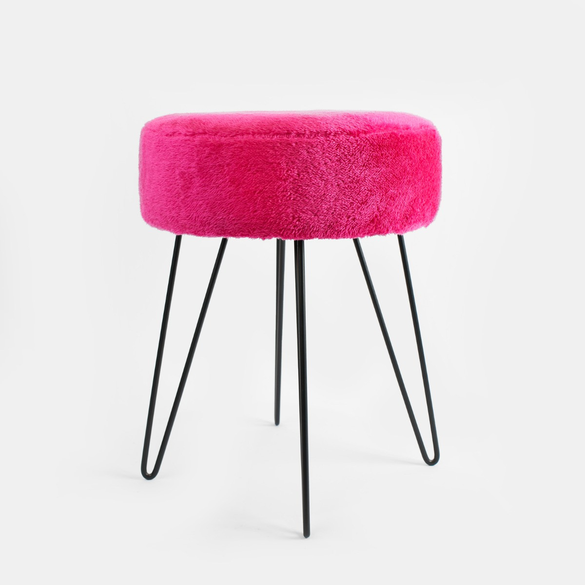 OHS Teddy Fleece Hairpin Stool - Fuchsia>