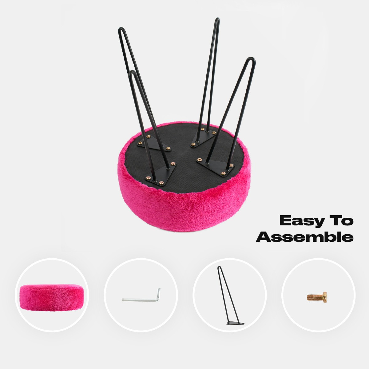 OHS Teddy Fleece Hairpin Stool - Fuchsia>