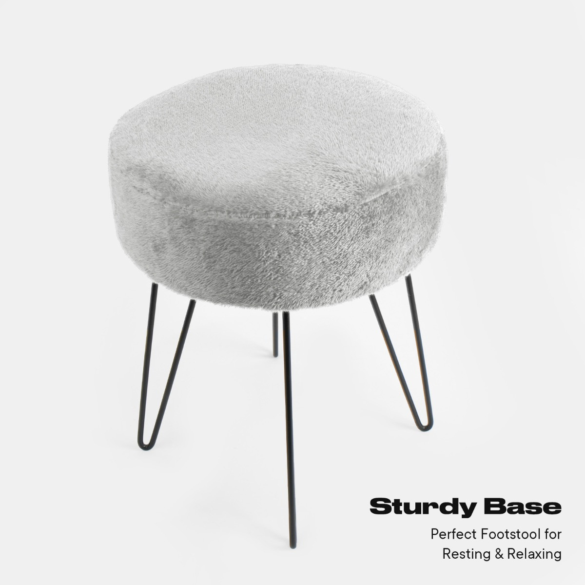 OHS Teddy Fleece Hairpin Stool - Grey>