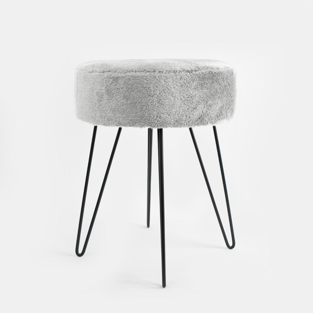 OHS Teddy Fleece Hairpin Stool - Grey>