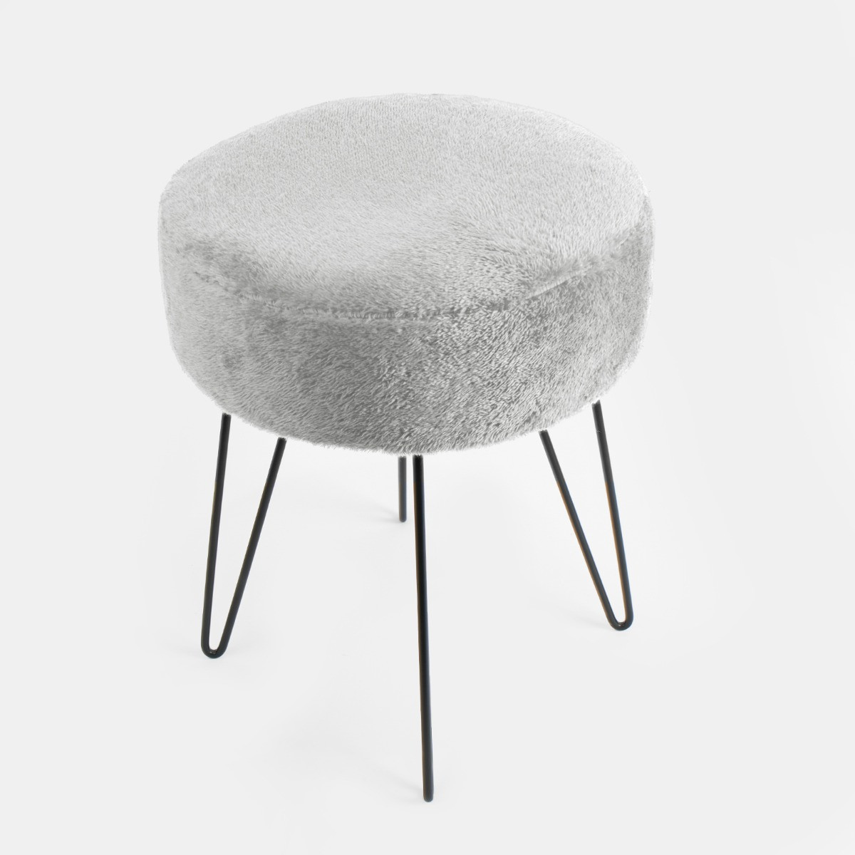 OHS Teddy Fleece Hairpin Stool - Grey>