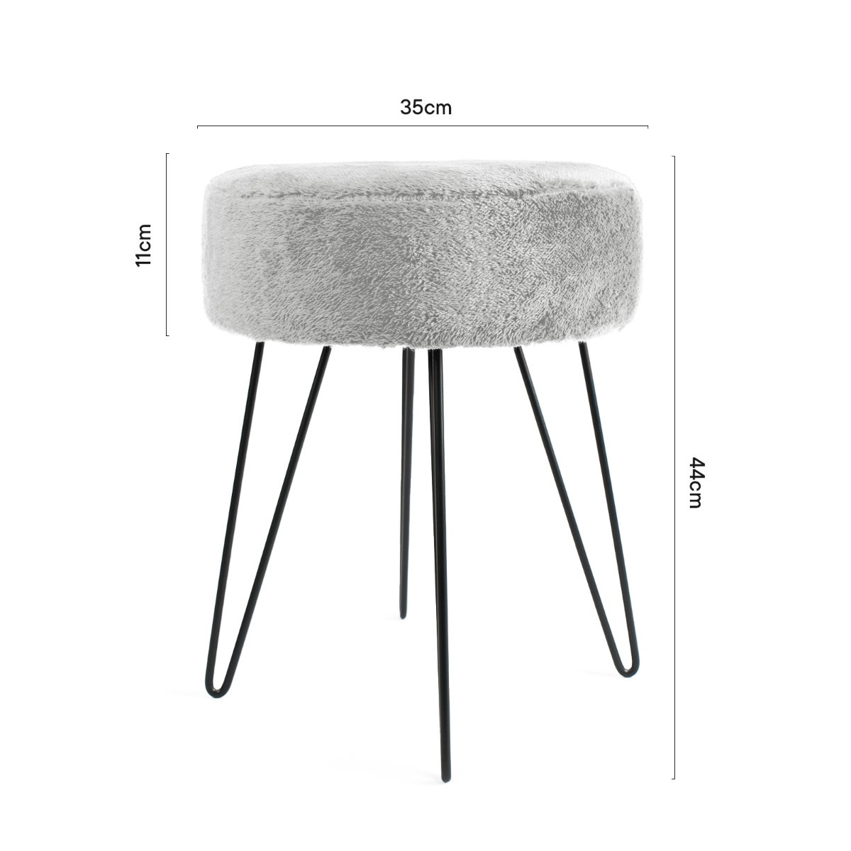 OHS Teddy Fleece Hairpin Stool - Grey>