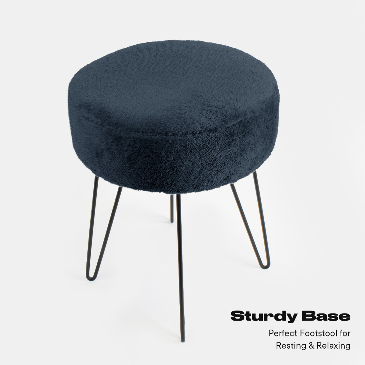 OHS Teddy Fleece Hairpin Stool - Navy>