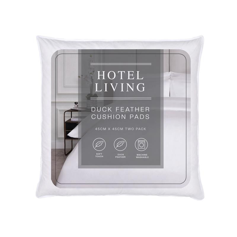 OHS Hotel Living Duck Feather Cushion Pads, 2 Pack - White>