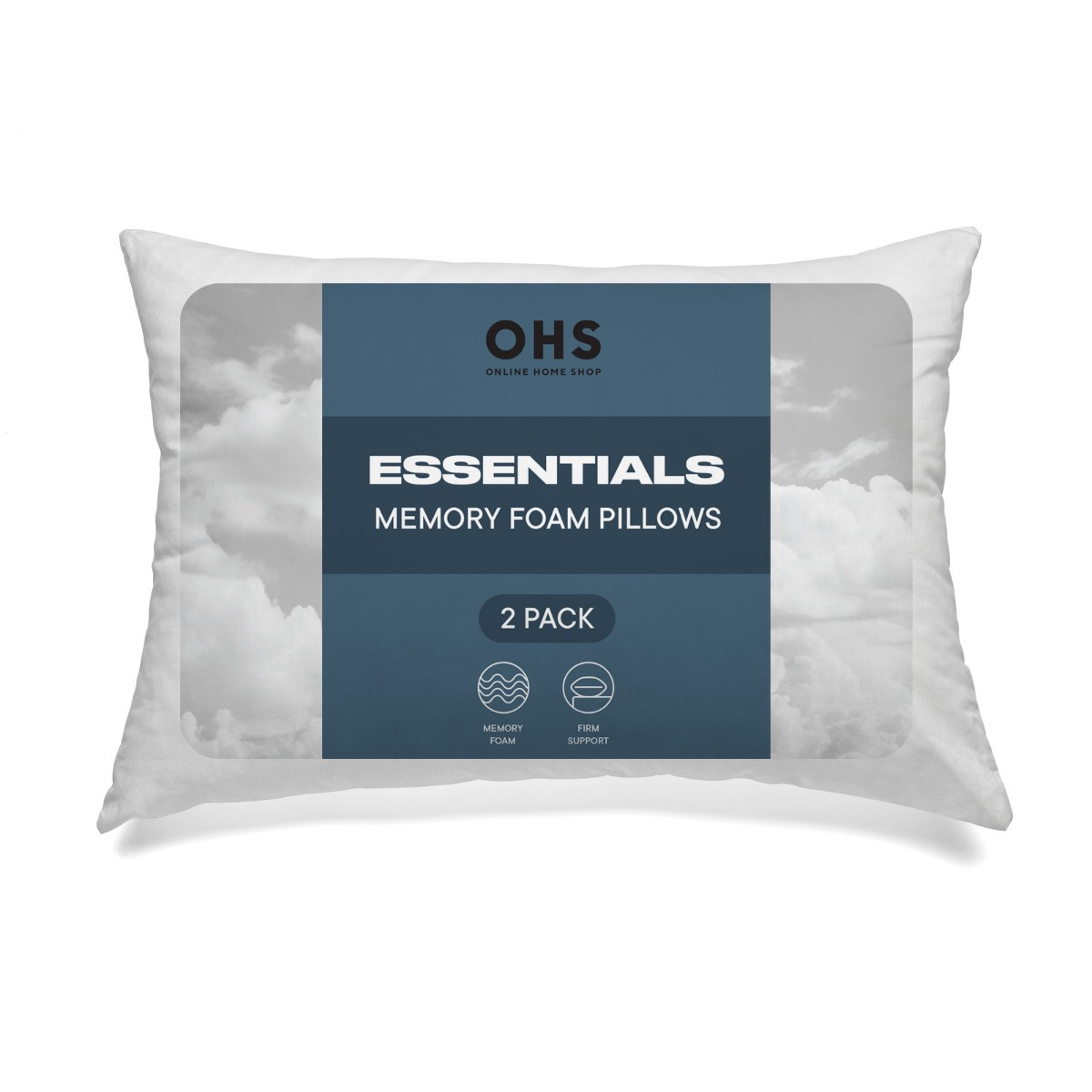 OHS Twin Pack Memory Foam Pillows - White>