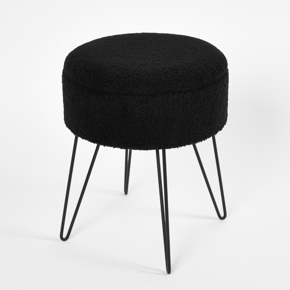 OHS Bouclé Storage Hairpin Stool - Black>