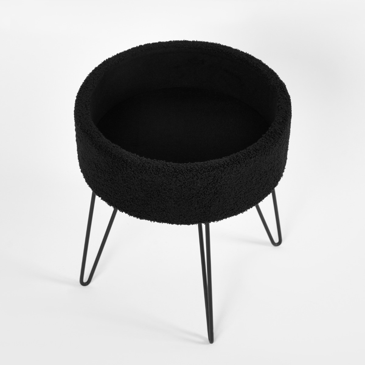 OHS Bouclé Storage Hairpin Stool - Black>