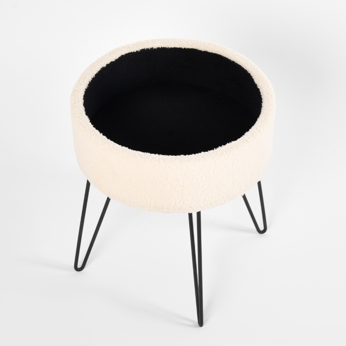 OHS Bouclé Storage Hairpin Stool - Cream>