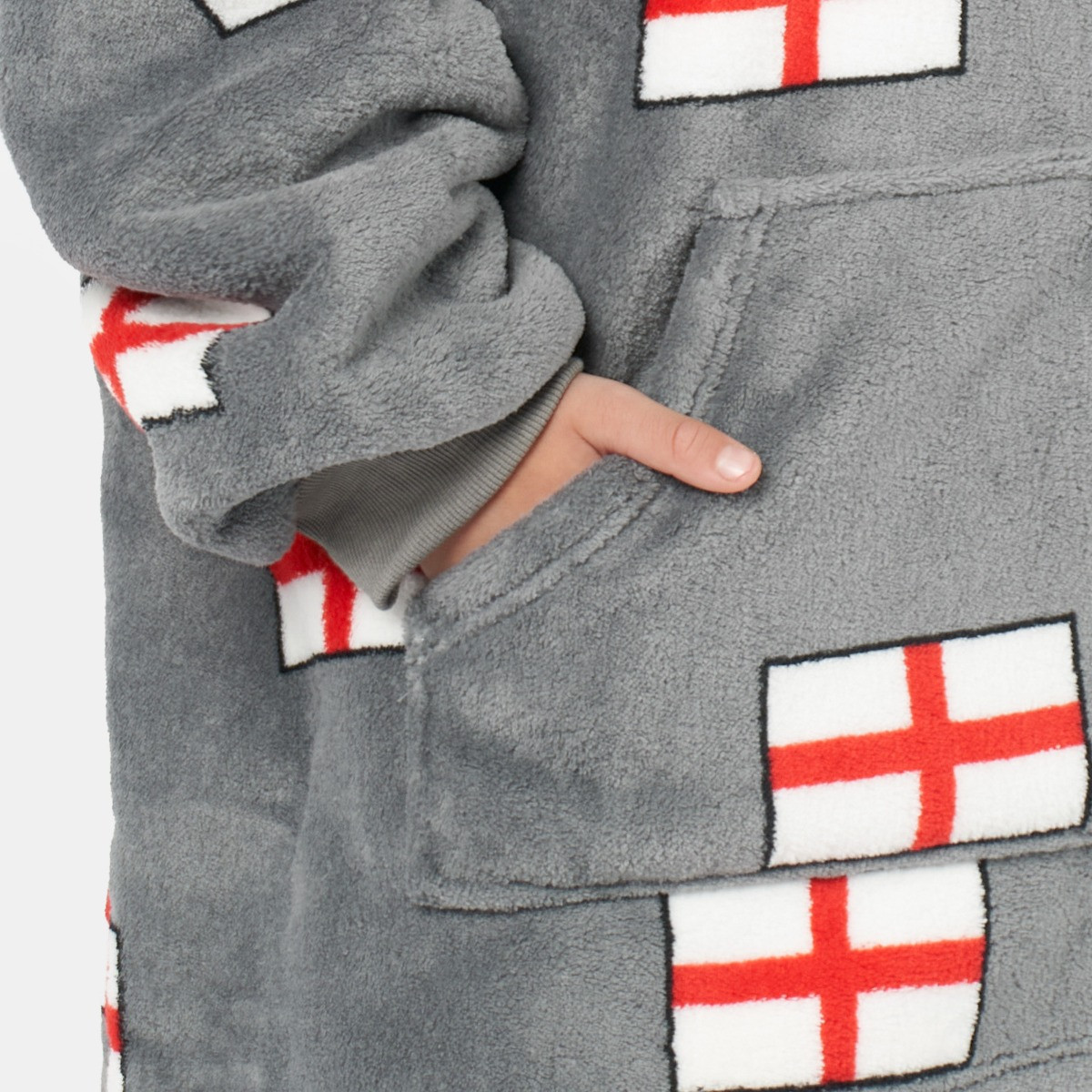 OHS Kids England Flag Print Hoodie Blanket - Charcoal>