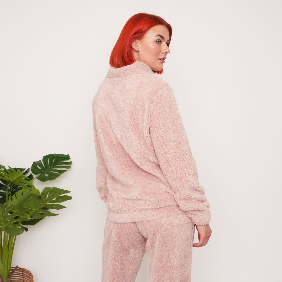 OHS Half-Zip Teddy Fleece Hoodie, Blush - UK 6-8>