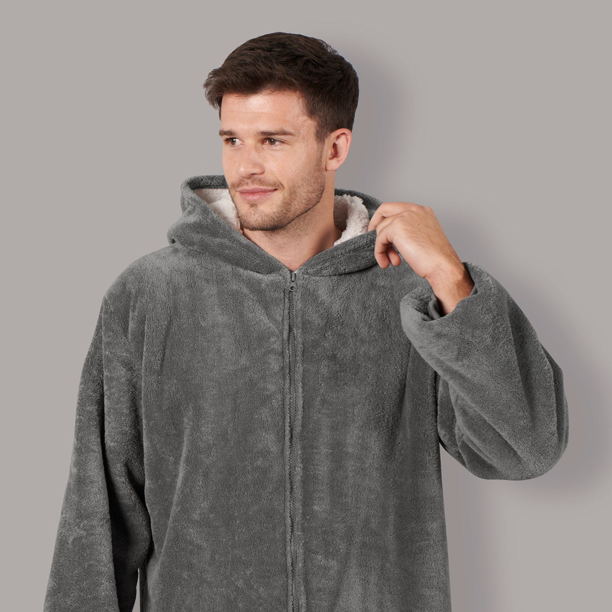 OHS Coral Fleece Onesie, Medium - Charcoal>