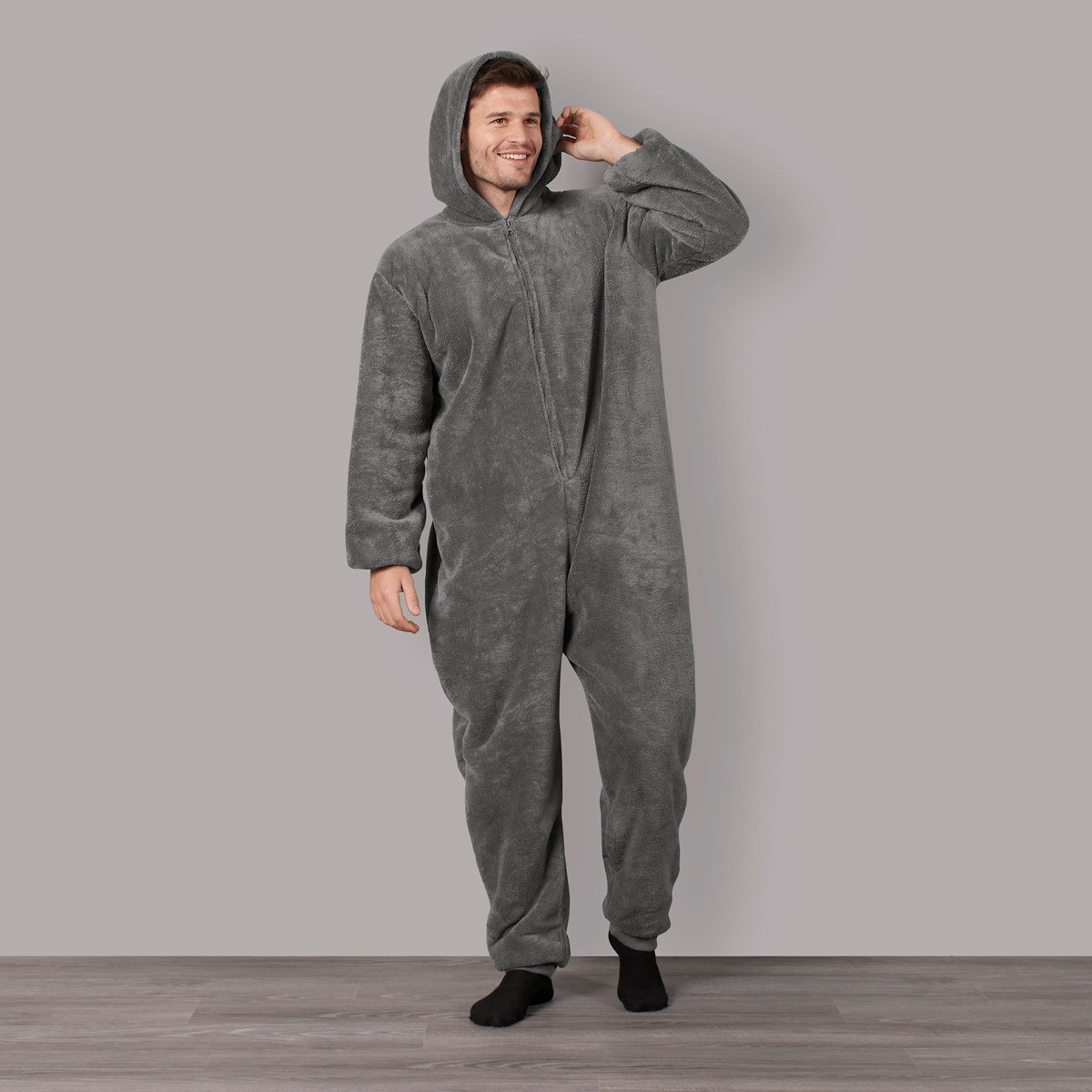 OHS Coral Fleece Onesie, Medium - Charcoal>