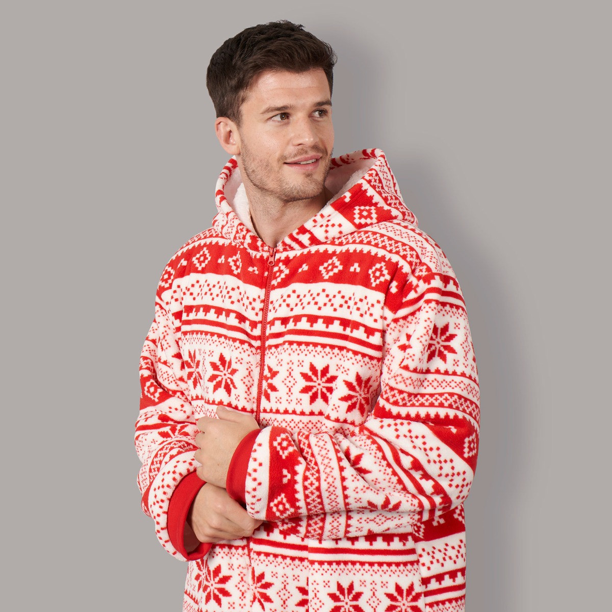 OHS Christmas Nordic Print Onesie - Red>