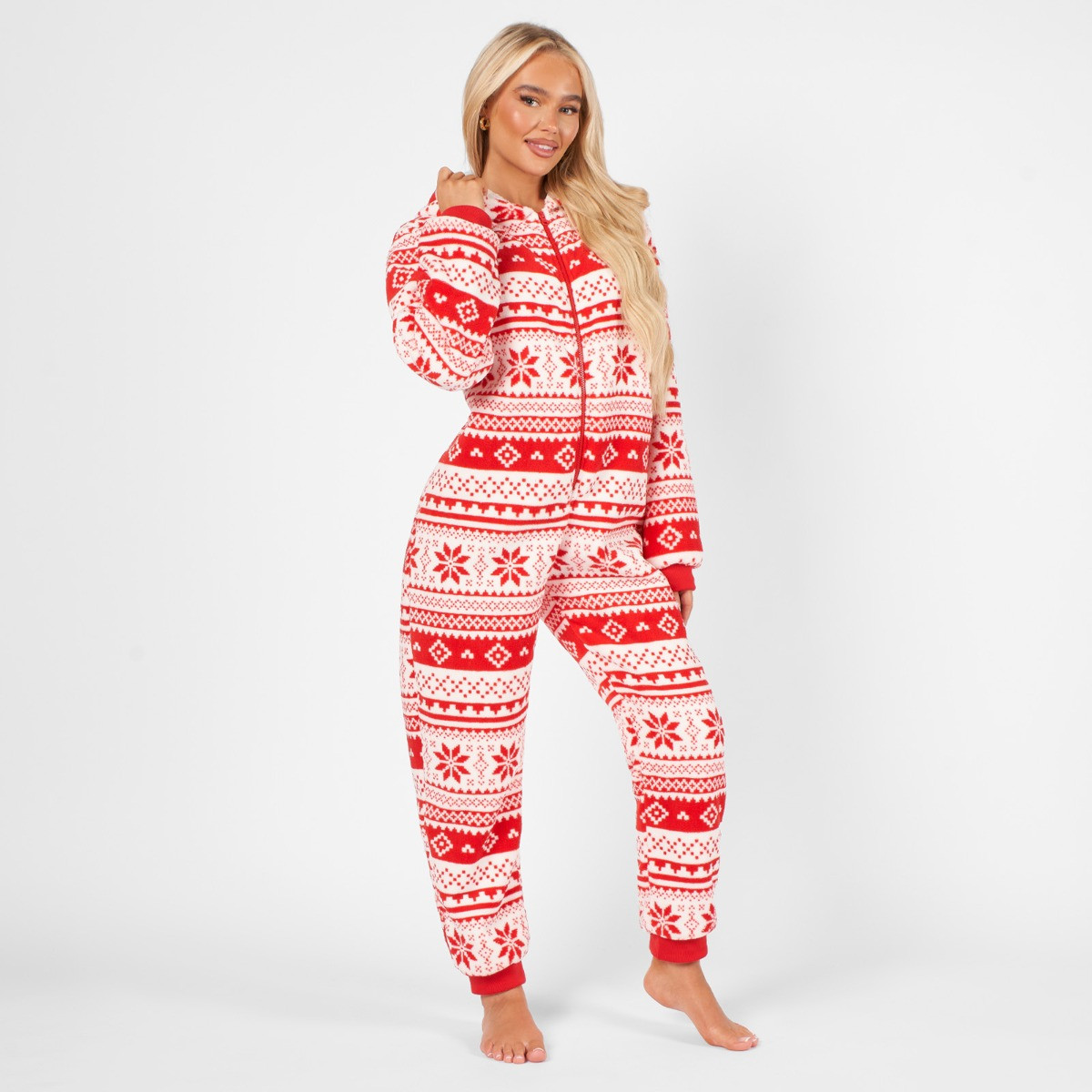 OHS Christmas Nordic Print Onesie, Red - Medium>