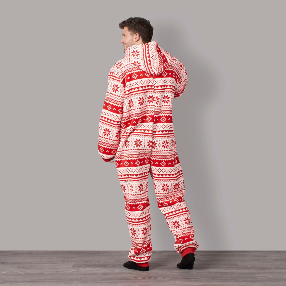 OHS Christmas Nordic Print Onesie, Red - Medium>