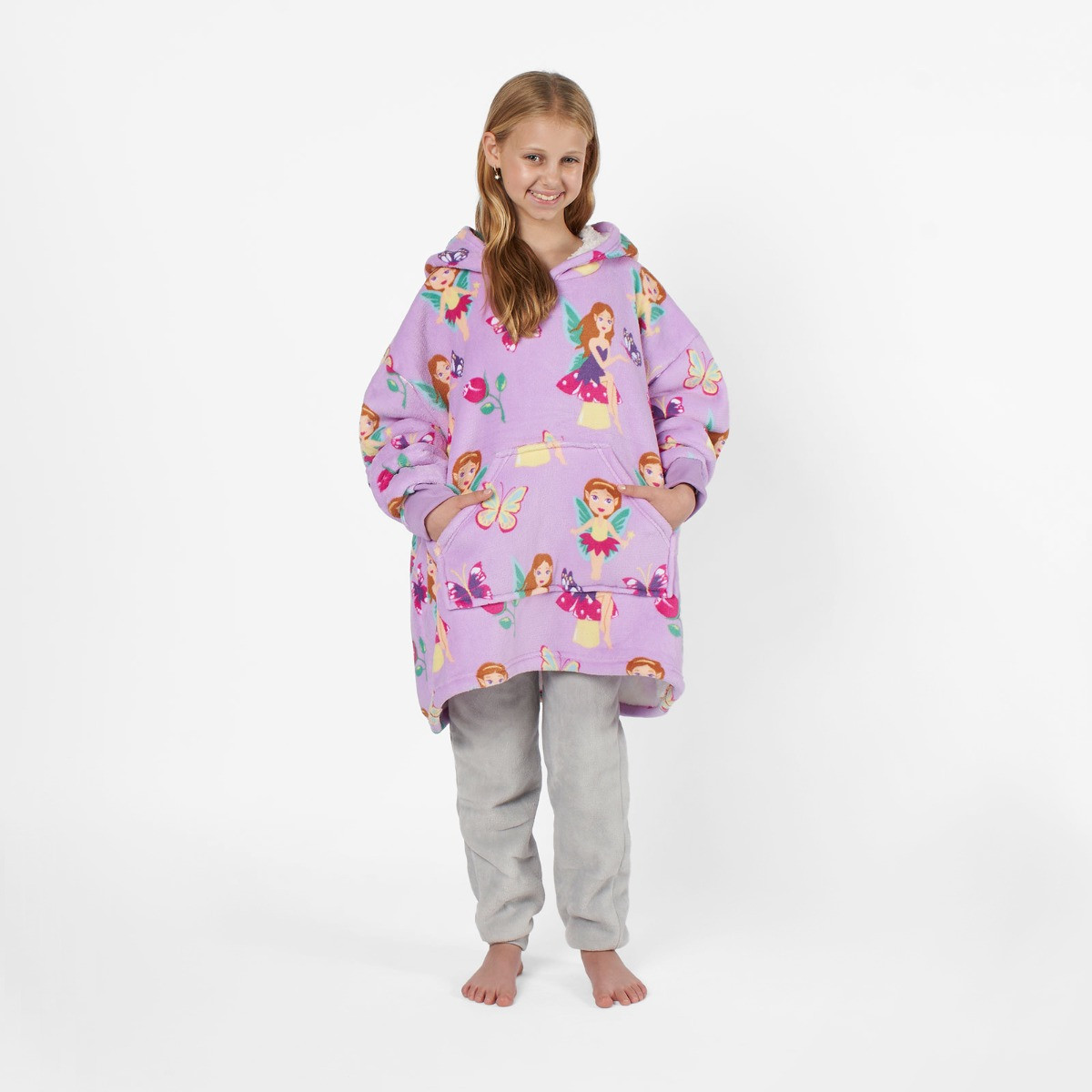 OHS Fairy Print Hoodie Blanket, Kids - Lilac>