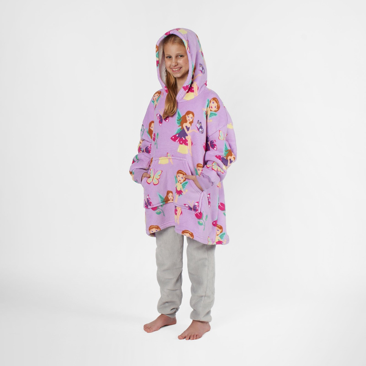 OHS Fairy Print Hoodie Blanket, Kids - Lilac>