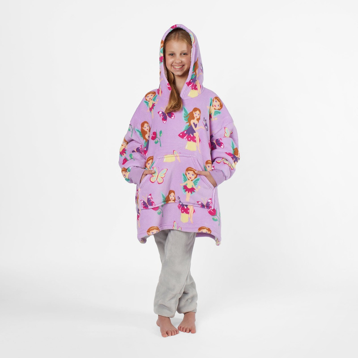 OHS Fairy Print Hoodie Blanket, Kids - Lilac>