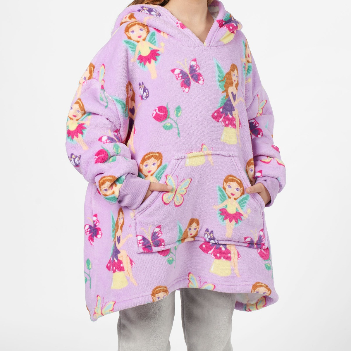 OHS Fairy Print Hoodie Blanket, Kids - Lilac>